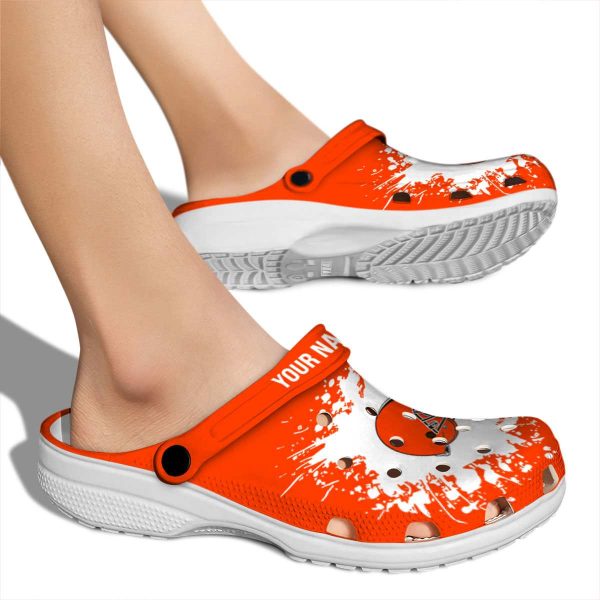 Customized Cleveland Browns Splatter Background Crocs High quality