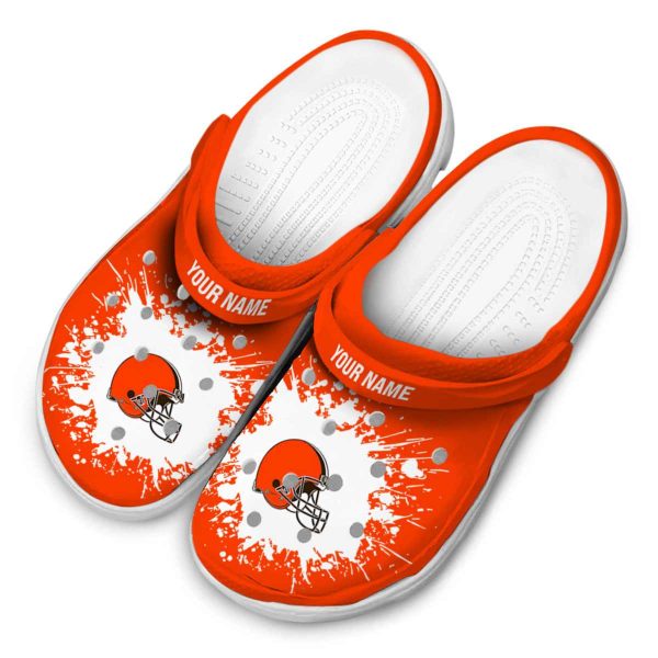 Customized Cleveland Browns Splatter Background Crocs Trendy