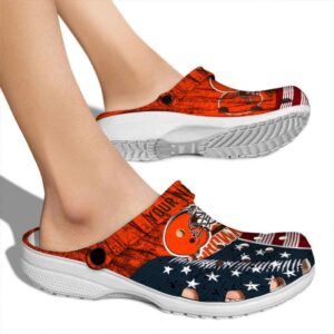 Customized Cleveland Browns Star Spangled Side Pattern Crocs High quality