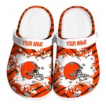 Customized Cleveland Browns Zigzag Paint Burst Crocs Best selling