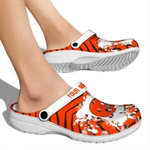 Customized Cleveland Browns Zigzag Paint Burst Crocs High quality