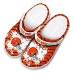 Customized Cleveland Browns Zigzag Paint Burst Crocs Best selling