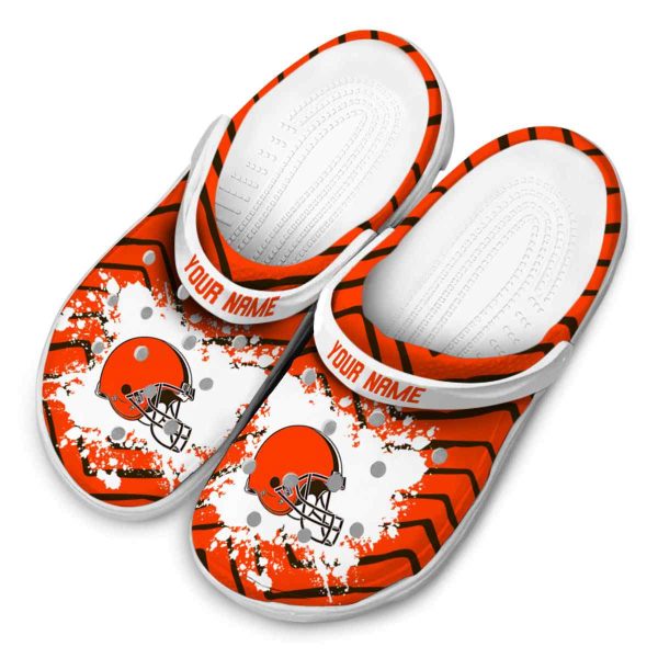 Customized Cleveland Browns Zigzag Paint Burst Crocs Trendy