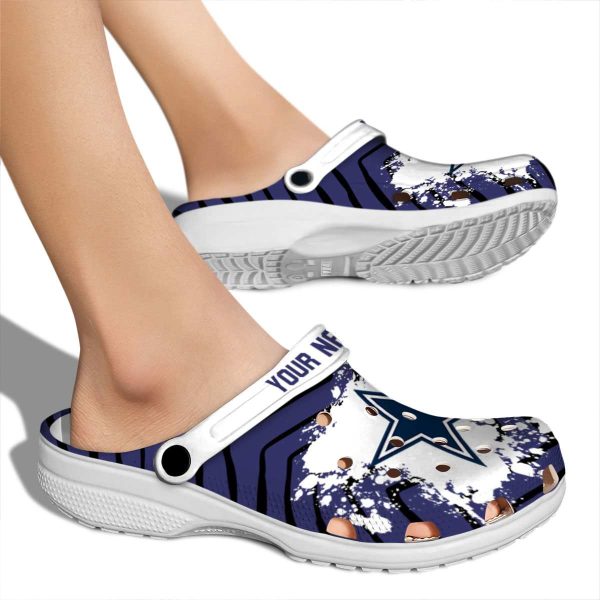Customized Dallas Cowboys Zigzag Paint Burst Crocs High quality