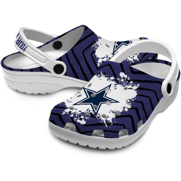 Customized Dallas Cowboys Zigzag Paint Burst Crocs Latest Model