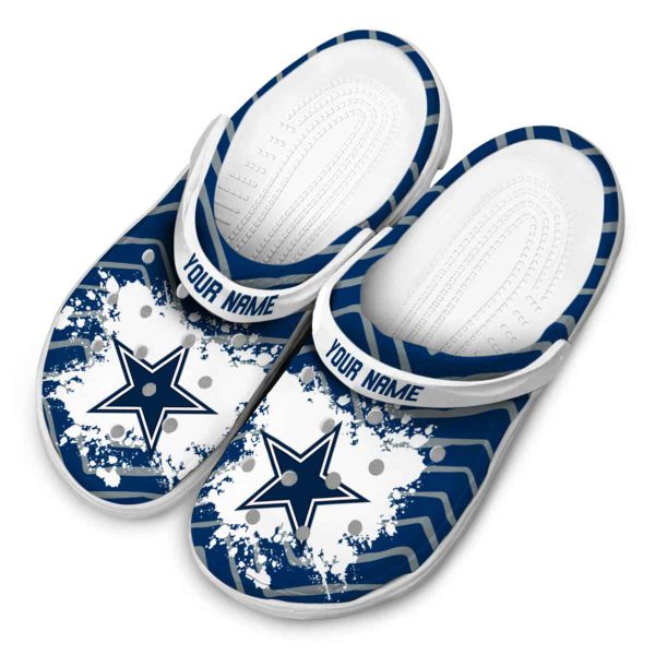 Customized Dallas Cowboys Zigzag Paint Burst Crocs Trendy
