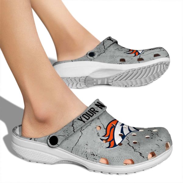 Customized Denver Broncos Cracked Texture Crocs High quality