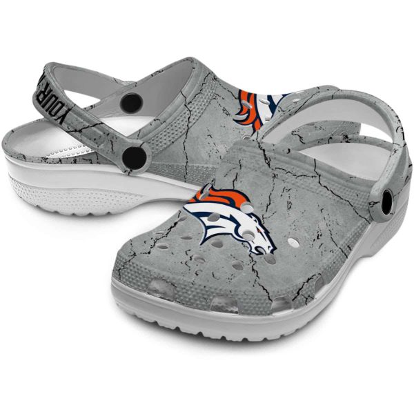 Customized Denver Broncos Cracked Texture Crocs Latest Model