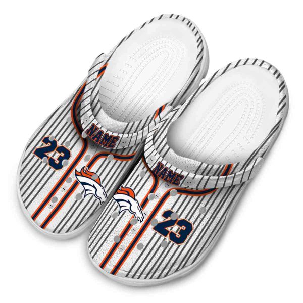 Customized Denver Broncos Pinstripe Pattern Crocs Trendy