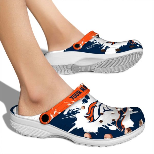 Customized Denver Broncos Splatter Pattern Crocs High quality
