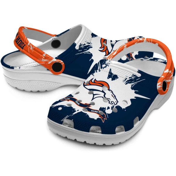 Customized Denver Broncos Splatter Pattern Crocs Latest Model