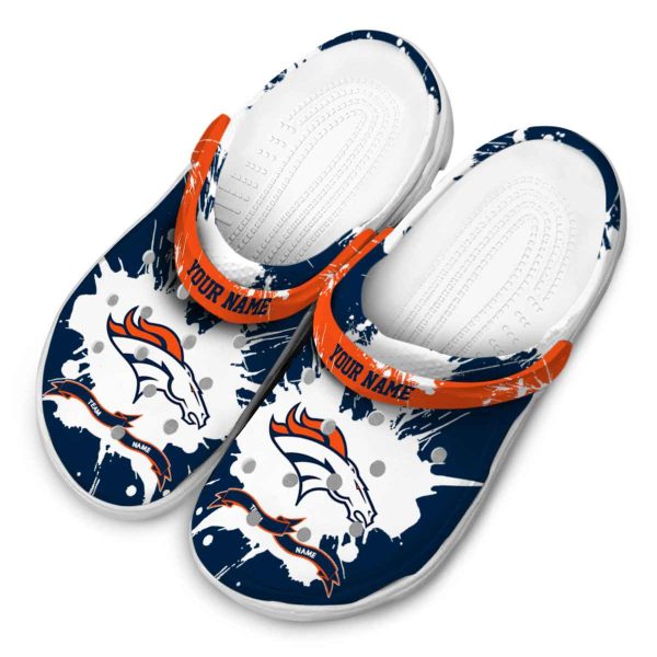 Customized Denver Broncos Splatter Pattern Crocs Trendy