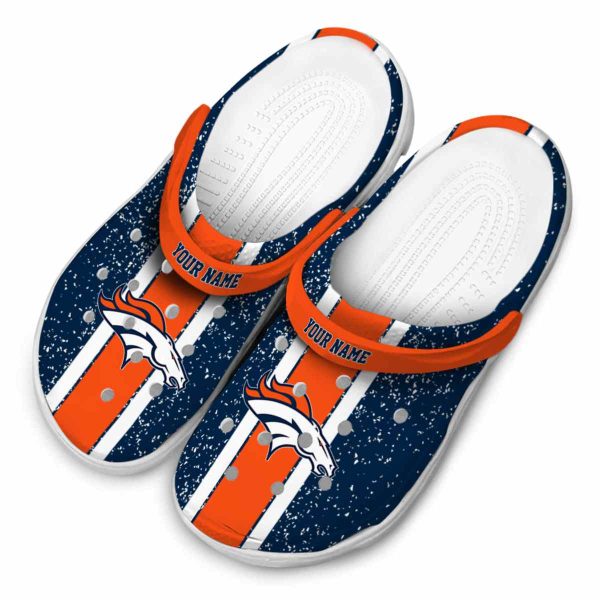 Customized Denver Broncos Vertical Stripes Crocs Trendy