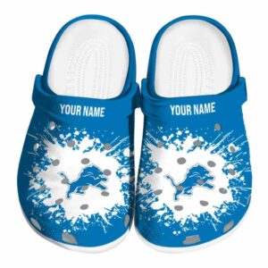 Customized Detroit Lions Splatter Background Crocs Best selling
