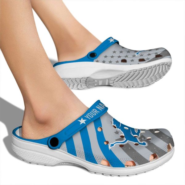 Customized Detroit Lions Star Spangled Graphic Crocs High quality