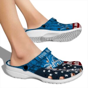 Customized Detroit Lions Star Spangled Side Pattern Crocs High quality