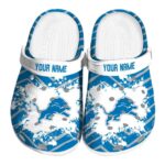 Customized Detroit Lions Zigzag Paint Burst Crocs Best selling