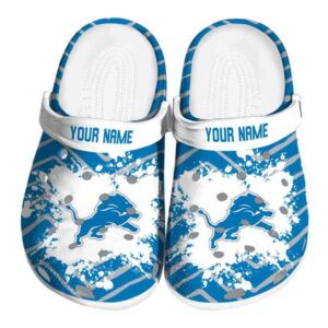 Customized Detroit Lions Zigzag Paint Burst Crocs Best selling