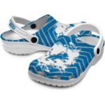 Customized Detroit Lions Zigzag Paint Burst Crocs Best selling