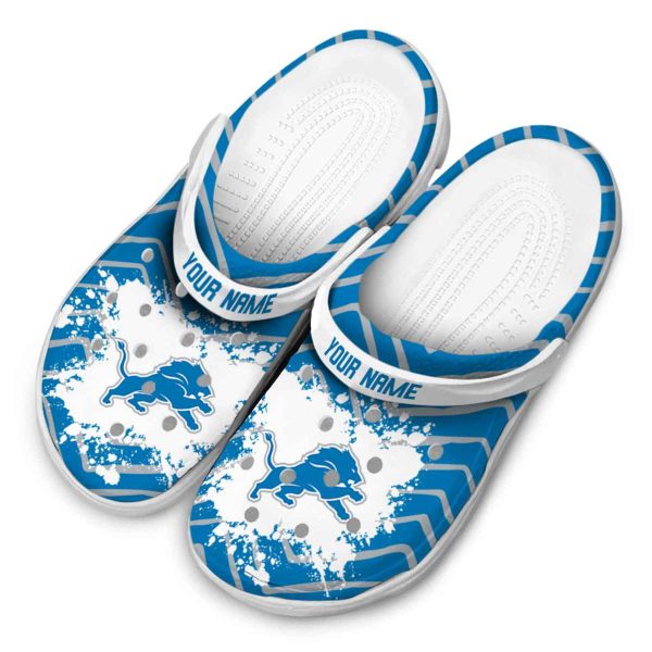 Customized Detroit Lions Zigzag Paint Burst Crocs Trendy