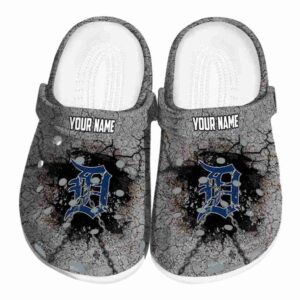 Customized Detroit Tigers Cracked Ground Texture Crocs Best selling