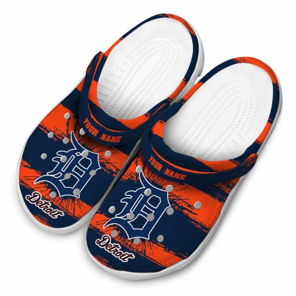 Customized Detroit Tigers Paint Splatter Graphics Crocs Trendy