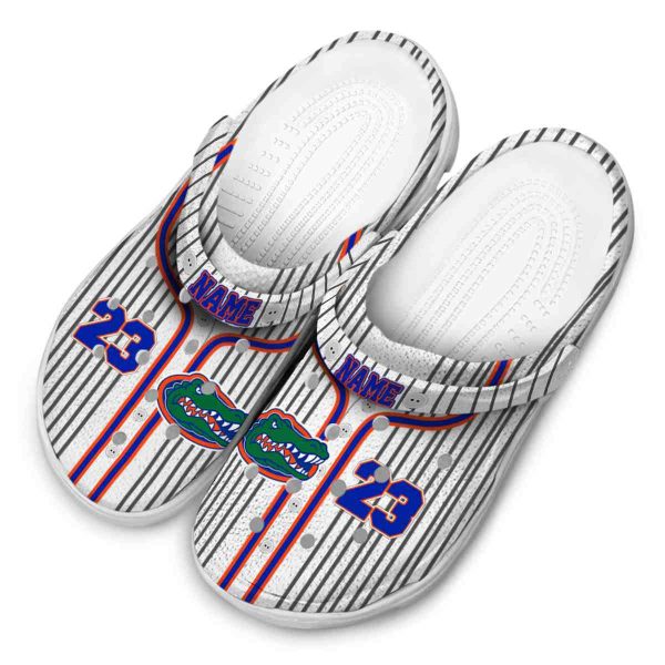 Customized Florida Gators Pinstripe Pattern Crocs Trendy