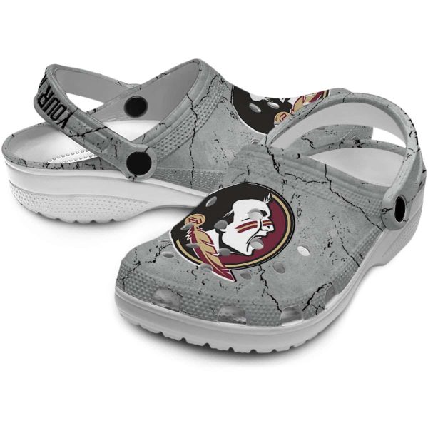 Customized Florida State Seminoles Cracked Texture Crocs Latest Model