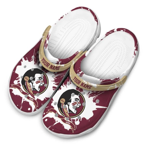 Customized Florida State Seminoles Splatter Pattern Crocs Trendy