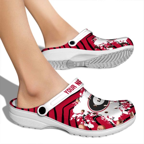 Customized Georgia Bulldogs Zigzag Paint Burst Crocs High quality