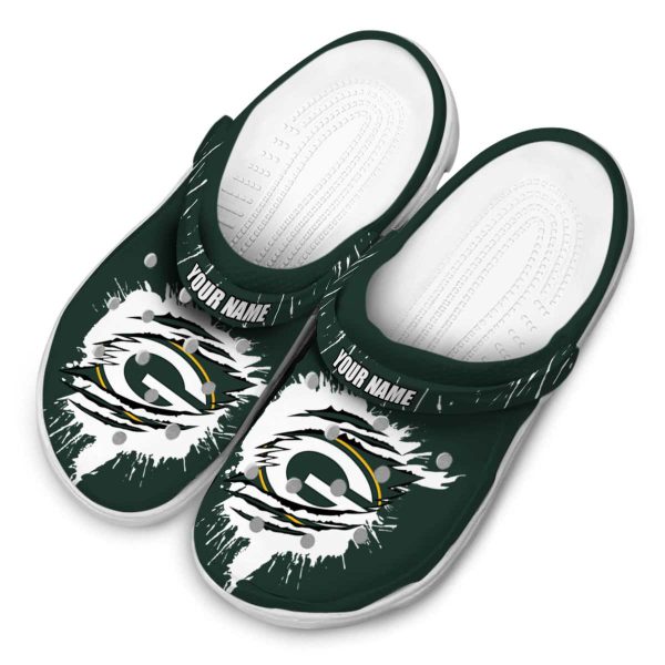 Customized Green Bay Packers Splash Motif Background Crocs Trendy