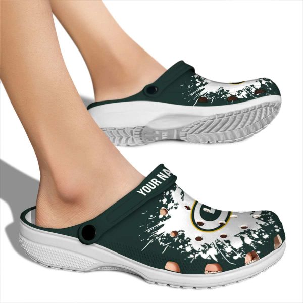 Customized Green Bay Packers Splatter Background Crocs High quality