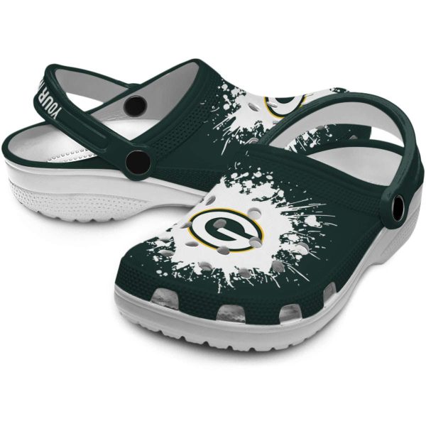 Customized Green Bay Packers Splatter Background Crocs Latest Model