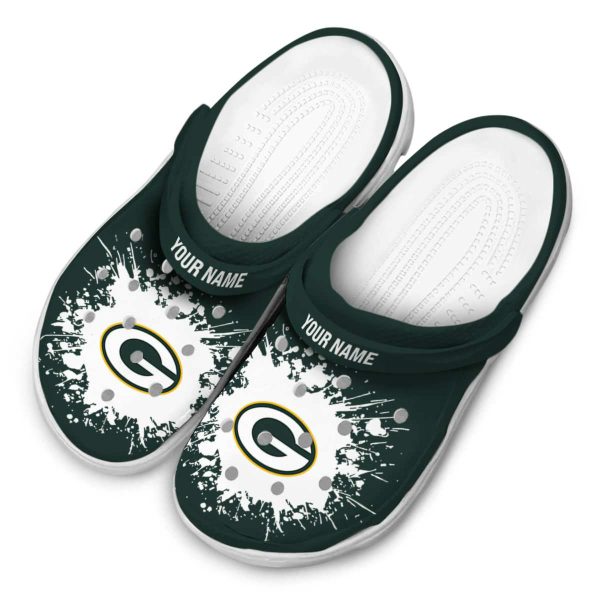 Customized Green Bay Packers Splatter Background Crocs Trendy