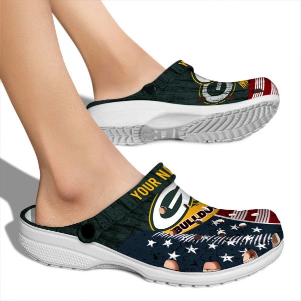 Customized Green Bay Packers Star Spangled Side Pattern Crocs High quality