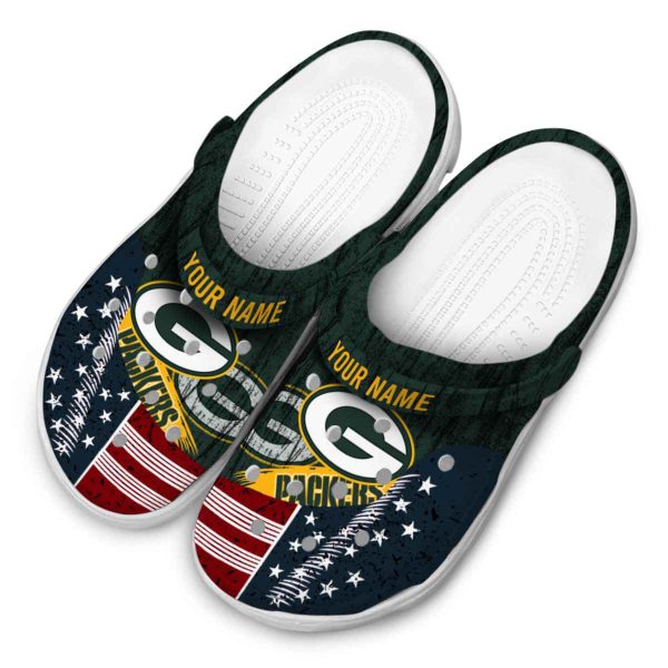 Customized Green Bay Packers Star Spangled Side Pattern Crocs Trendy
