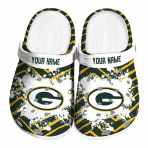 Customized Green Bay Packers Zigzag Paint Burst Crocs Best selling