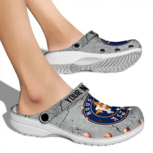Customized Houston Astros Cracked Texture Crocs High quality