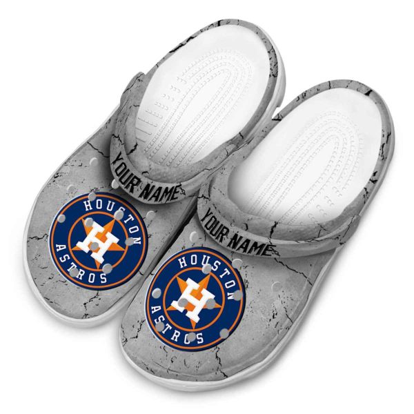 Customized Houston Astros Cracked Texture Crocs Trendy