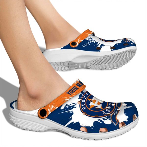 Customized Houston Astros Splatter Pattern Crocs High quality