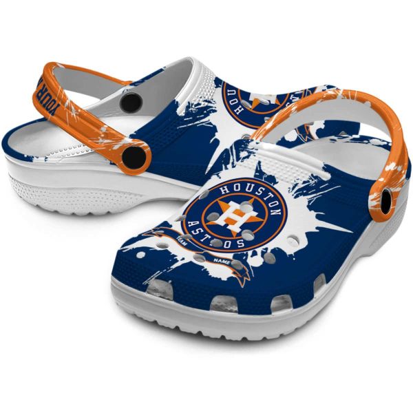 Customized Houston Astros Splatter Pattern Crocs Latest Model