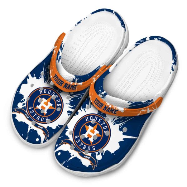 Customized Houston Astros Splatter Pattern Crocs Trendy