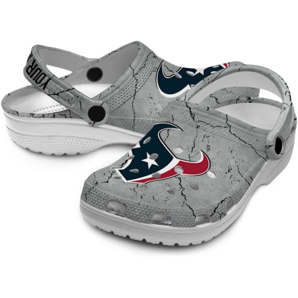Customized Houston Texans Cracked Texture Crocs Latest Model