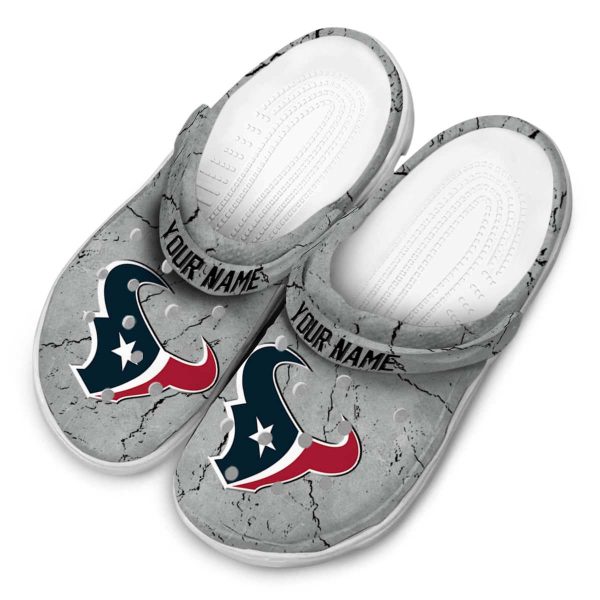 Customized Houston Texans Cracked Texture Crocs Trendy