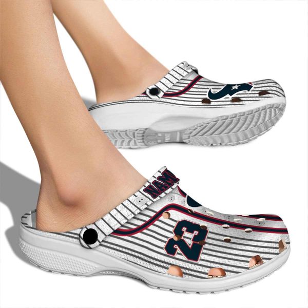 Customized Houston Texans Pinstripe Pattern Crocs High quality