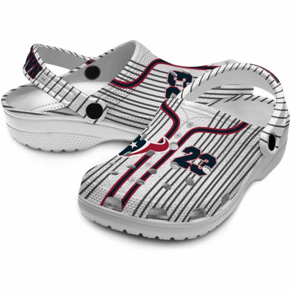 Customized Houston Texans Pinstripe Pattern Crocs Latest Model