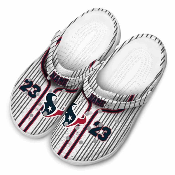 Customized Houston Texans Pinstripe Pattern Crocs Trendy