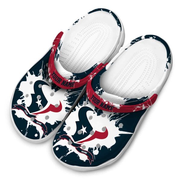 Customized Houston Texans Splatter Pattern Crocs Trendy