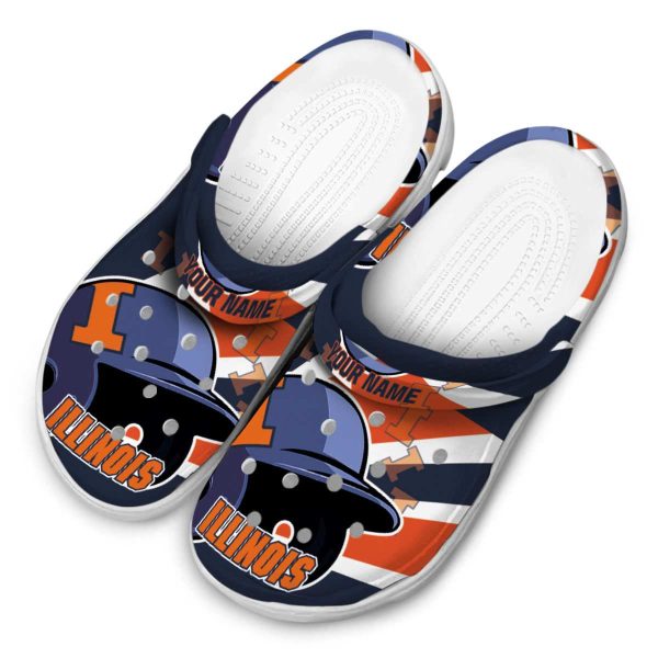 Customized Illinois Fighting Illini Baseball Helmet Crocs Trendy
