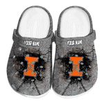 Customized Illinois Fighting Illini Cracked Ground Texture Crocs Best selling